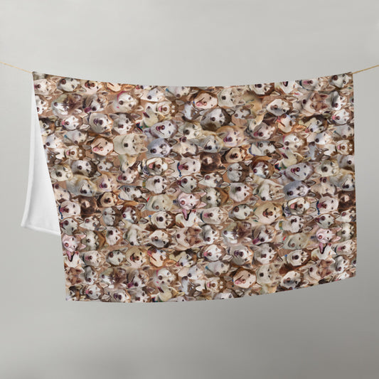 Red Siberian Husky Throw Blanket