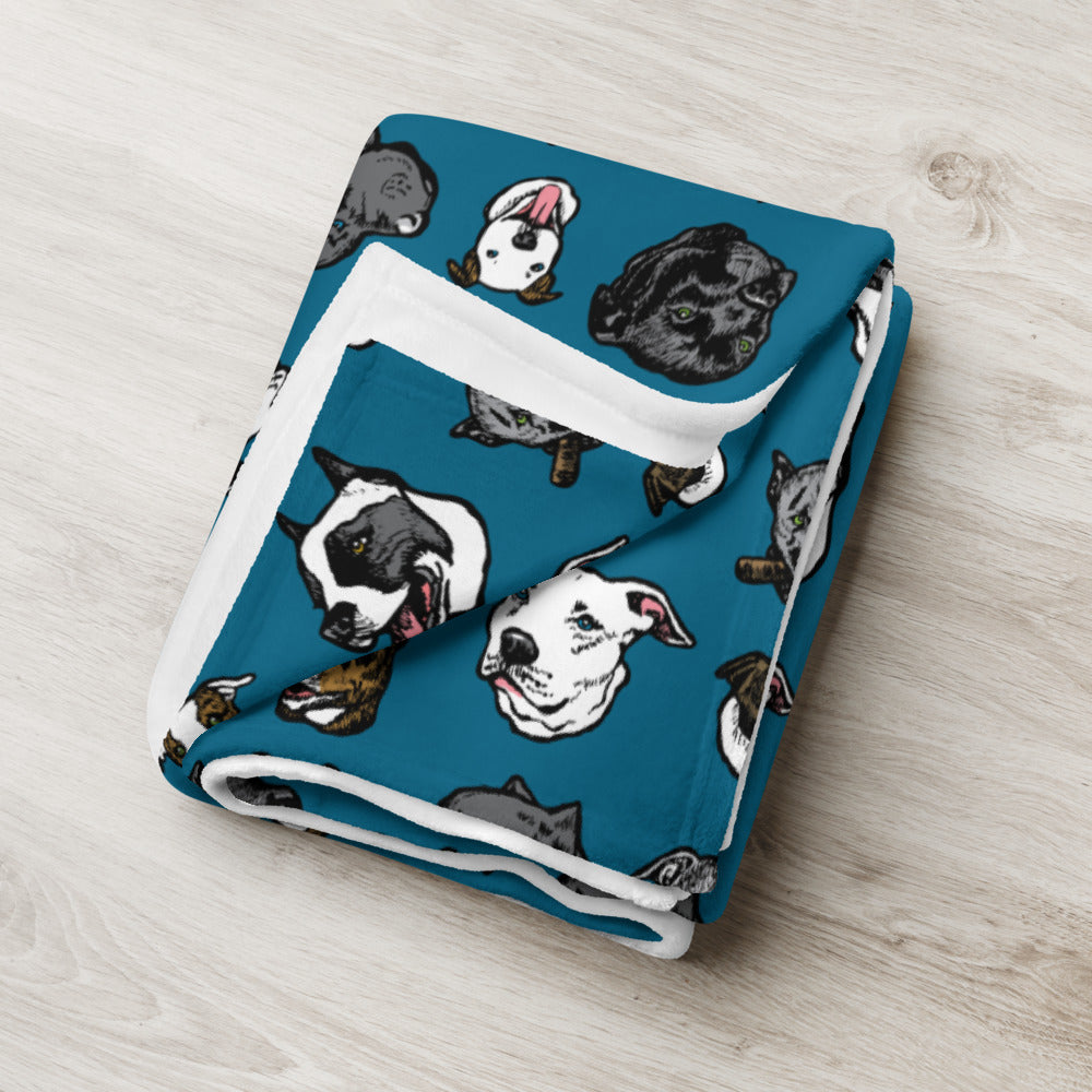 Illustrated Pitbull Terrier Face Throw Blanket