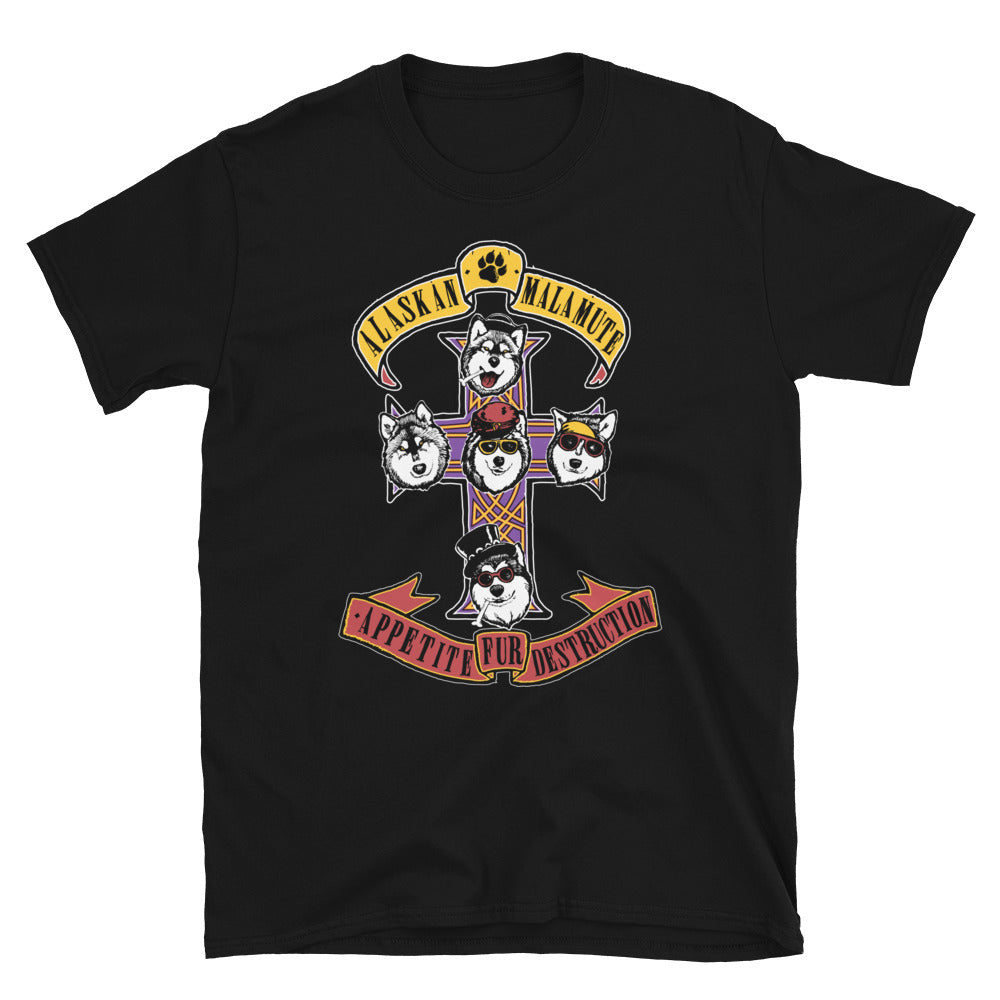 Malamutes Rock Guns and Roses - Dog, Alaskan T-Shirt - Adult, Men, Women Unisex
