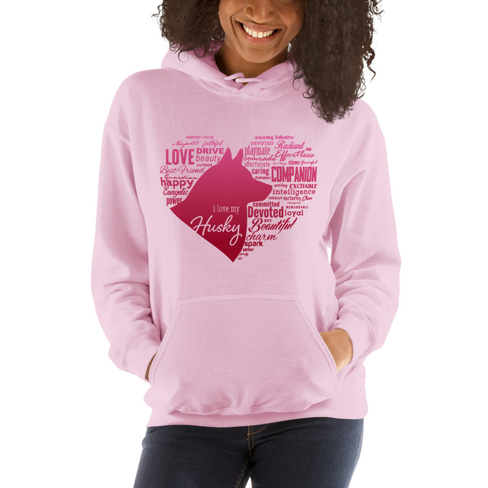 I Love My Husky or Huskies - Siberian Husky Pullover Hoodie