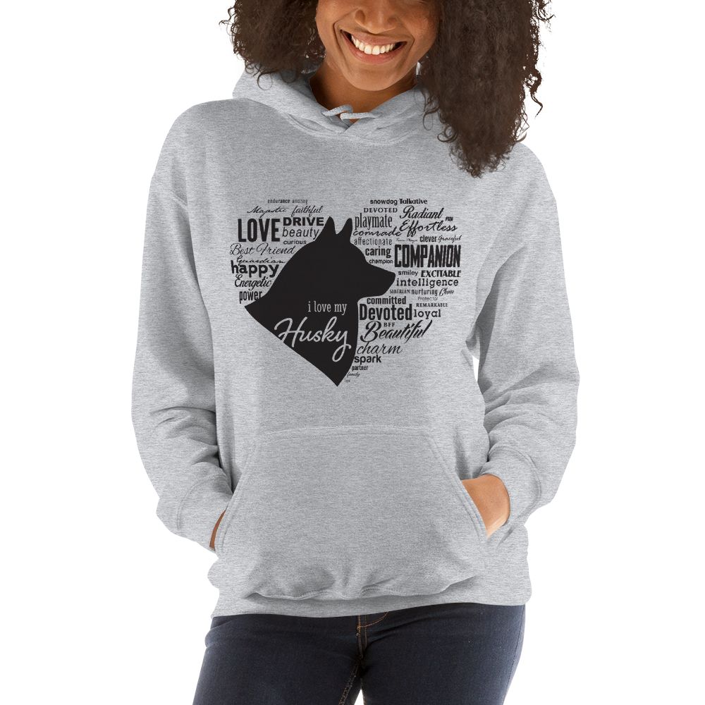 I Love My Husky or Huskies - Siberian Husky Pullover Hoodie