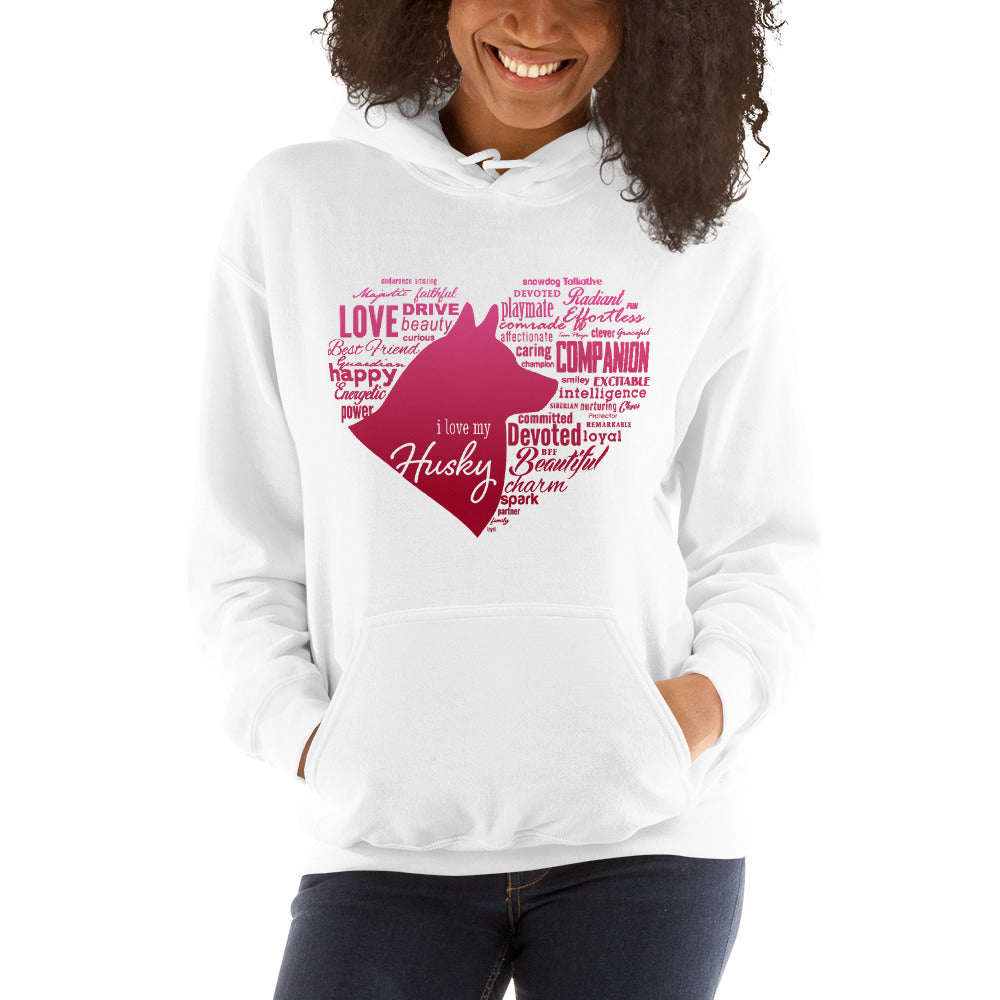 I Love My Husky or Huskies - Siberian Husky Pullover Hoodie